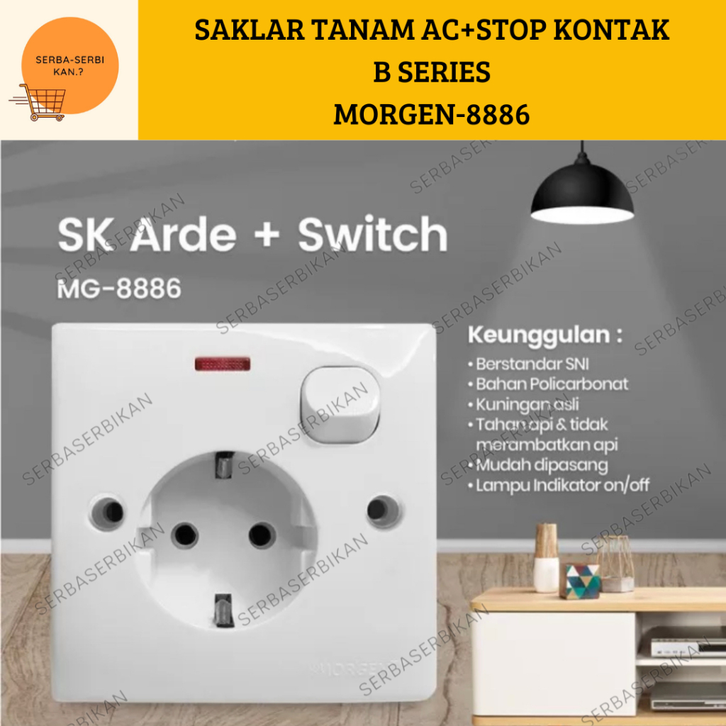 SAKLAR AC ARDE+STOP KONTAK TANAM B SERIES MORGEN-8886
