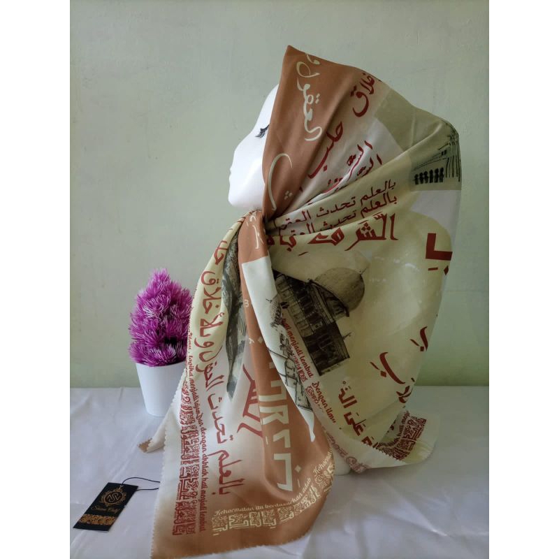 Jilbab Santri Salaf Motif Masjid Tulisan Kata Mutiara Kerudung Arab Pegon Tulisan Arab Koran Bahan K