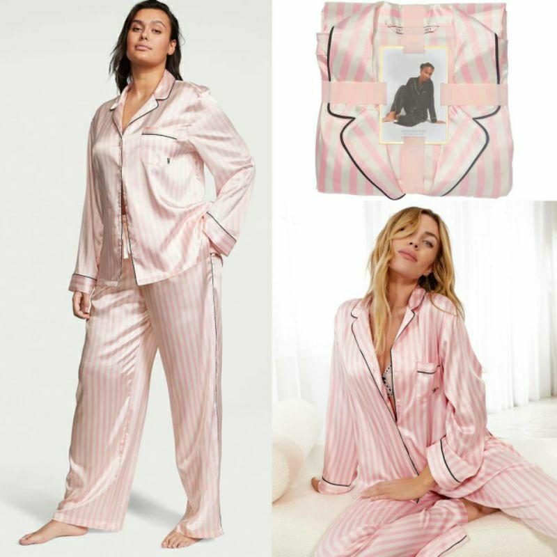 Victoria Secret V- Neck Pajamas Set Original/ VS Sleepwear / Piyama / Baju Tidur Wanita