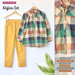 AJR- NAFISA SET // GINA SET #8 Setelan Kemeja Wanita Jumbo LD 120 Bahan Katun Premium By Fashion Hij