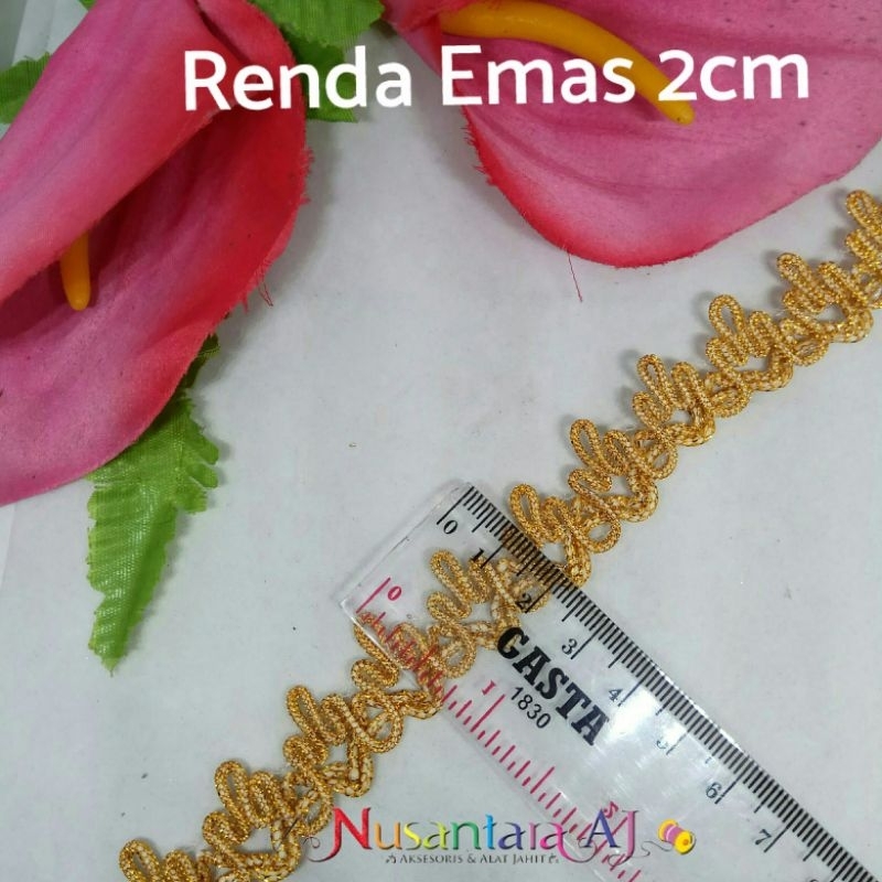 Renda emas 2cm per yard tipe 07