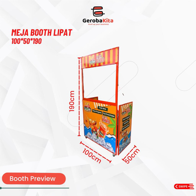 Meja Booth Lipat 100x50x190 Murah
