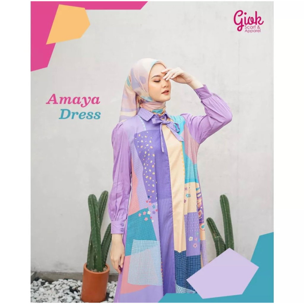 Amaya Dress by Giok Apparel - Gamis Printing dengan bahan rayon