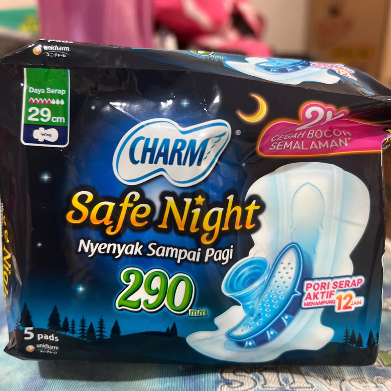 Pembalut Wanita Charm Safe Night 29 cm isi 5