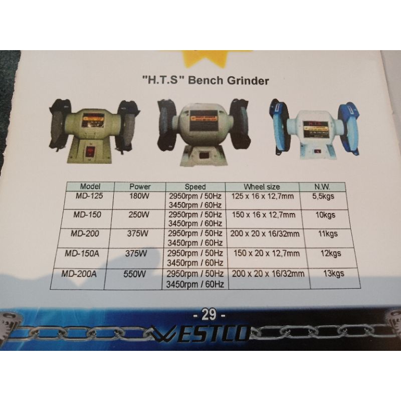 HTS BENCH GRINDER MD 150 375 WATT  GURINDA GERINDA DUDUK 6 INCH HAVY DUTY
