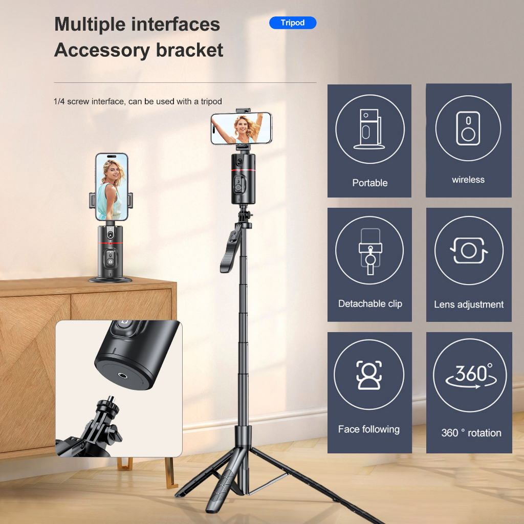 BESTOOL P02 Auto Face Tracking Gimbal Handphone Stabilizer Tripod Phone Selfie Stick 360°Rotation Holder AI Follow-Up Video Vlog Live  Phone Holder-1