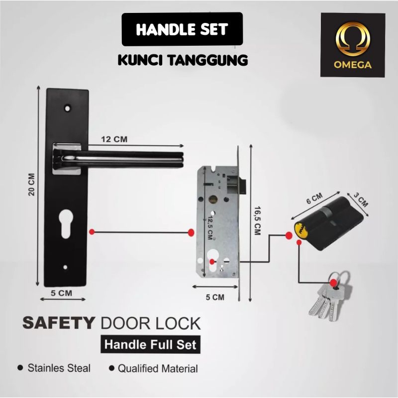 Handle set kunci pintu tanggung/kunci pintu kamar