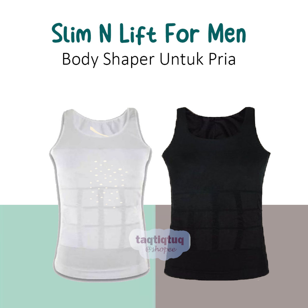 KH TQS Slim N Lift Body Shaper For Men Baju Pelangsing Pria Korset Pengecil Perut Kaos Singlet Kaus