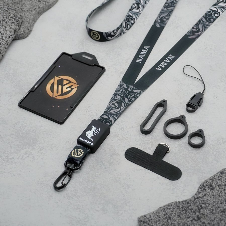 

ATK9 Lanyard Craft Custom Nama Zodiak Series Size M Free Oring Holder Gantungan