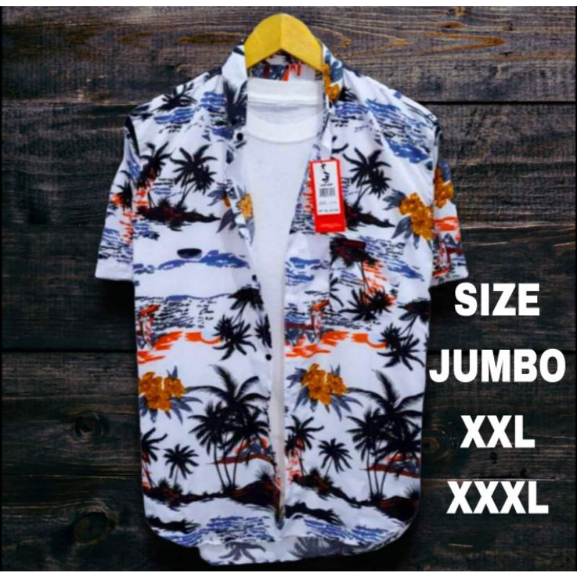 KEMEJA JUMBO) kemeja motif pria jumbo | kemeja motif pantai | kemeja motif daun | kemeja motif koran