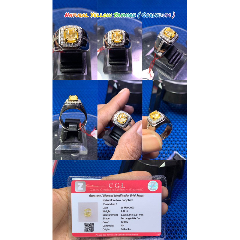 MATURAL YELLOW SAPPHIRE ( CORUNDUM ) 1,32 Crt, NH SRI LANKA “ MEMO CGL “