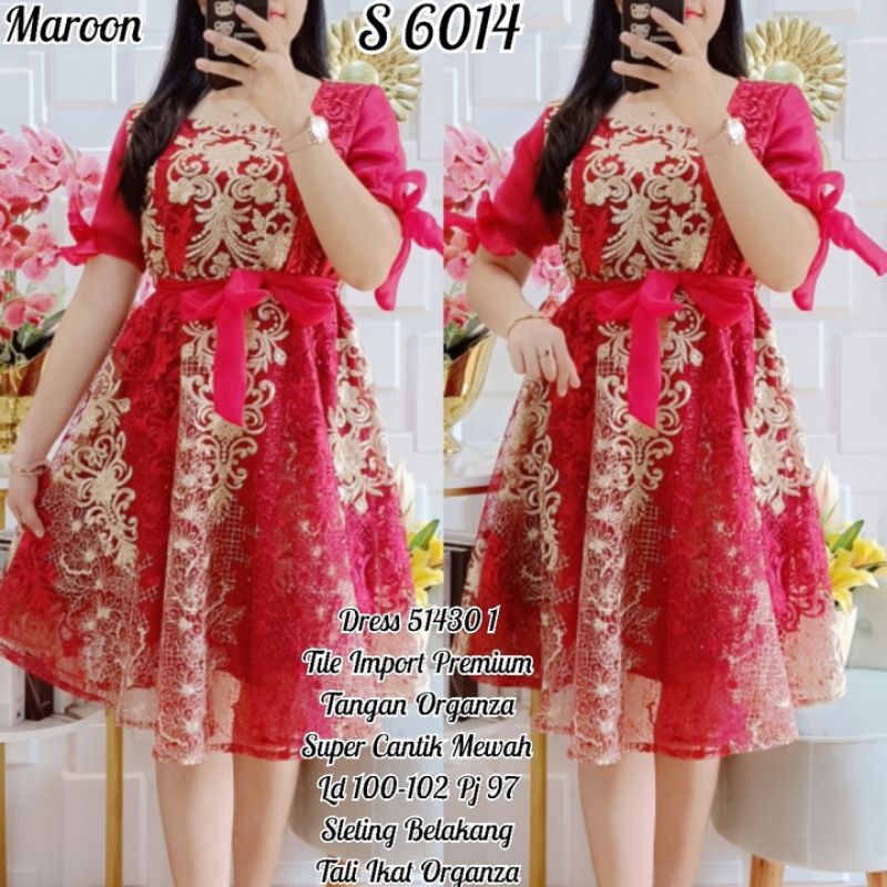 STYLESYA. Dress Tile Organza Gaun Pesta Mewah Premium