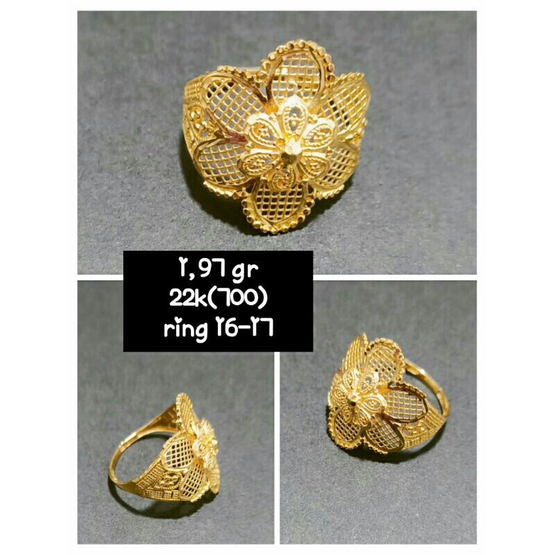 cincin fashion bunga emas asli 22k(700)