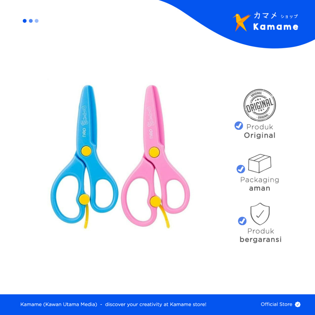 

Deli School Scissors - Gunting Anak Plastik Deli ED60402 tip tumpul untuk penggunaan yang aman desain trendi D60402 - Kamame