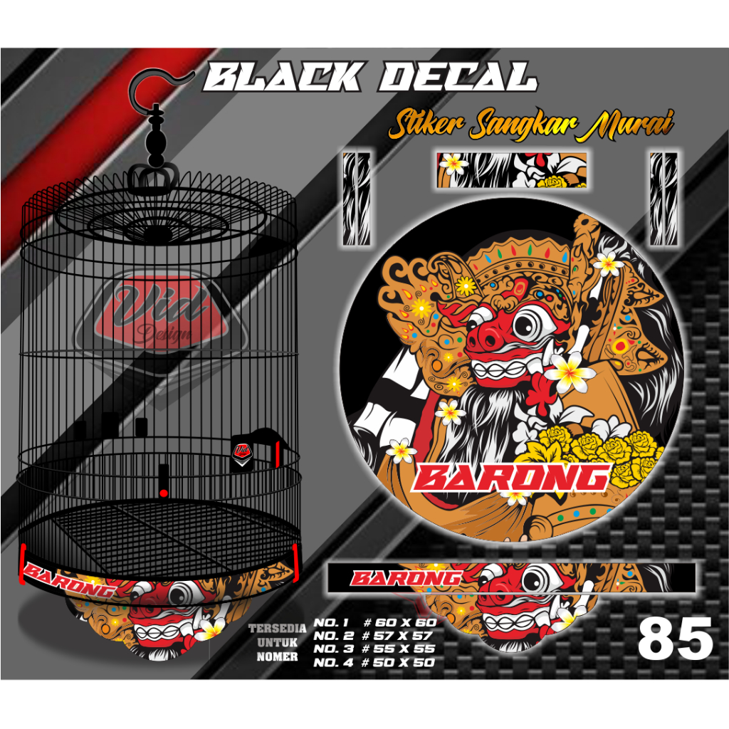 Sticker Sangkar Decal Kandang Murai RADJA Motif Cakil Bali Barong No 1 2 3 4