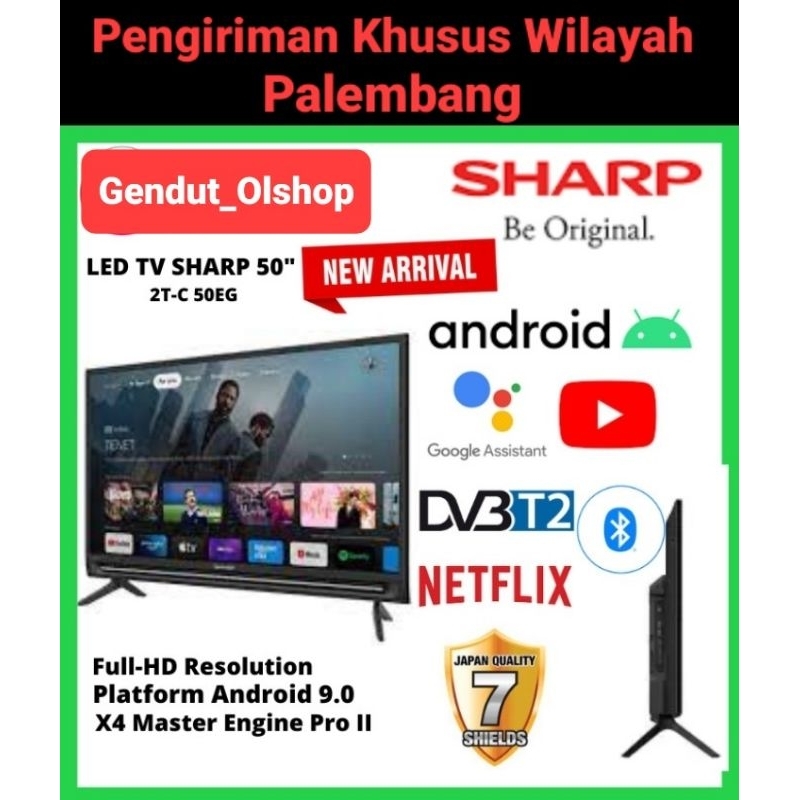 (Khusus Wilayah Kota Palembang) Led TV 50inch Android Smart TV 2T-C50EG1 Sharp TV 50EG1 ANDROID TV 2