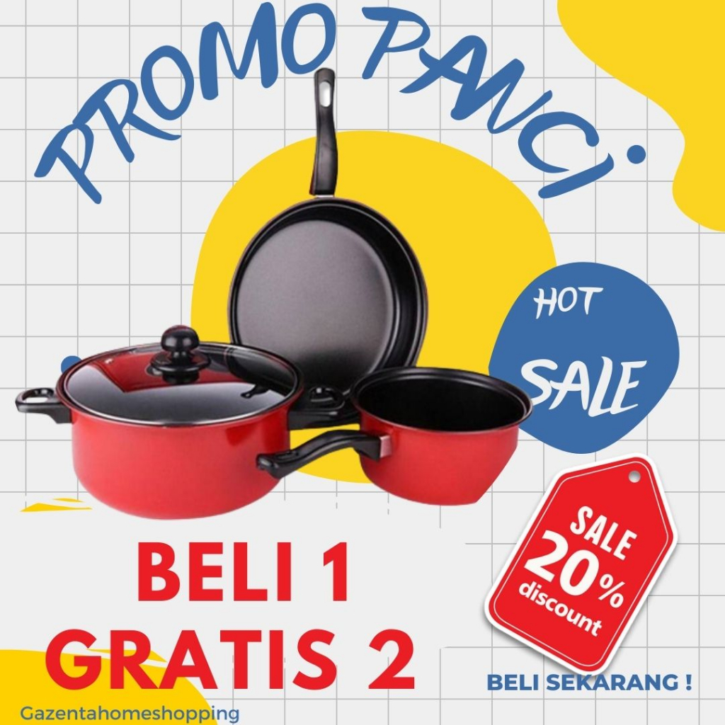 TEFLON ANTI LENGKET 3 SET LENGKAP teplon anti lnci kukusan panci teflon teflengket panci wajan anti 