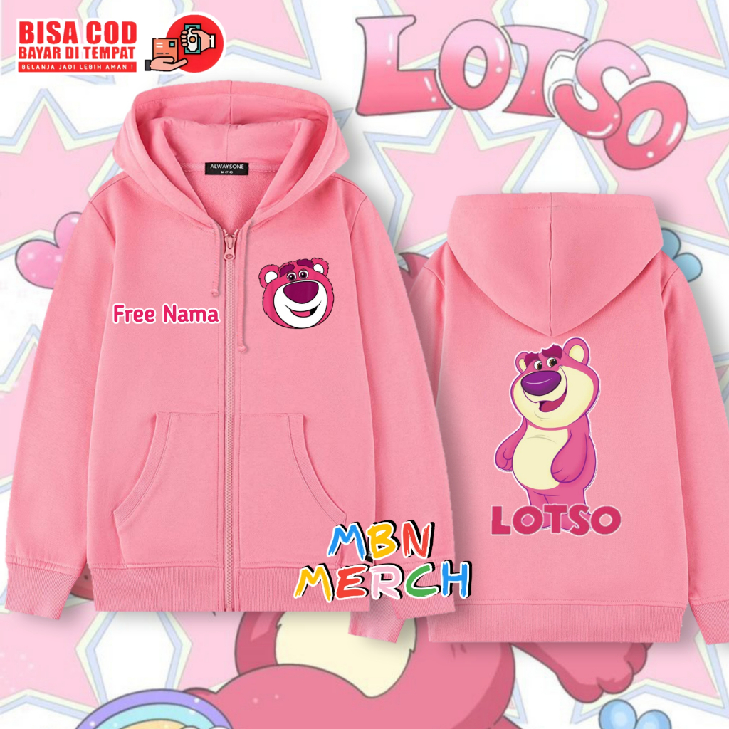 Hoodie Zipper anak lotso toy story/jaket resleting