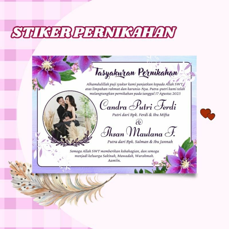 (Kirim H+1) MURAH Stiker PERNIKAHAN / Stiker Tasyakuran Nasi Kotak /Tasyakuran Pernikahan / Wedding