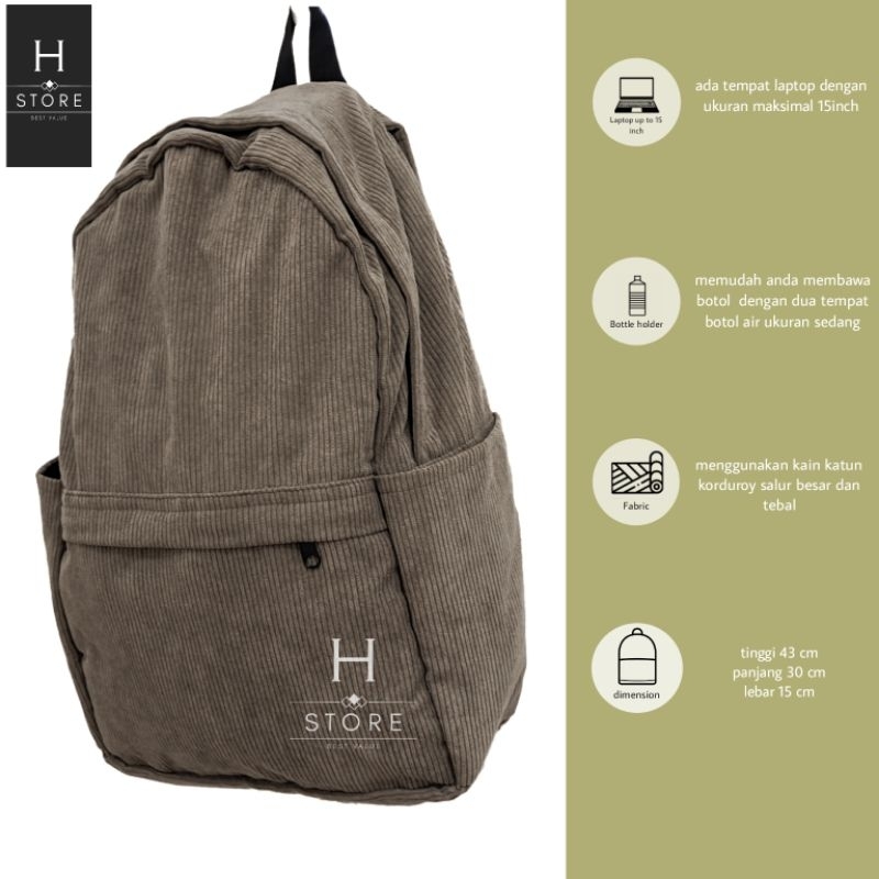 tas ransel corduroy Backpack corduroy tas sekolah