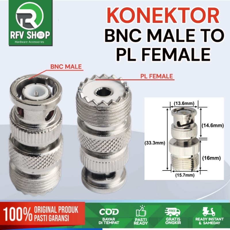 KONEKTOR BNC TO PL FEMALE / BNC HT TO UHF ADAPTER. STANDARD QUALITY