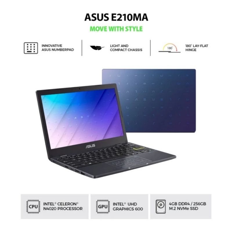 NOTEBOOK ASUS E210MA INTEL CELERON N4020 RAM 4 GB SSD 256 GB