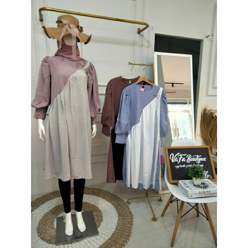 Tunik warna kombinasi/tunik kekinian/tunik free bros