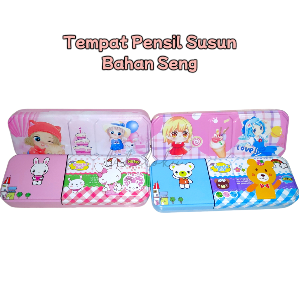 

Tempat Pensil / Pencil Case Bahan Seng Susun Gambar Lucu