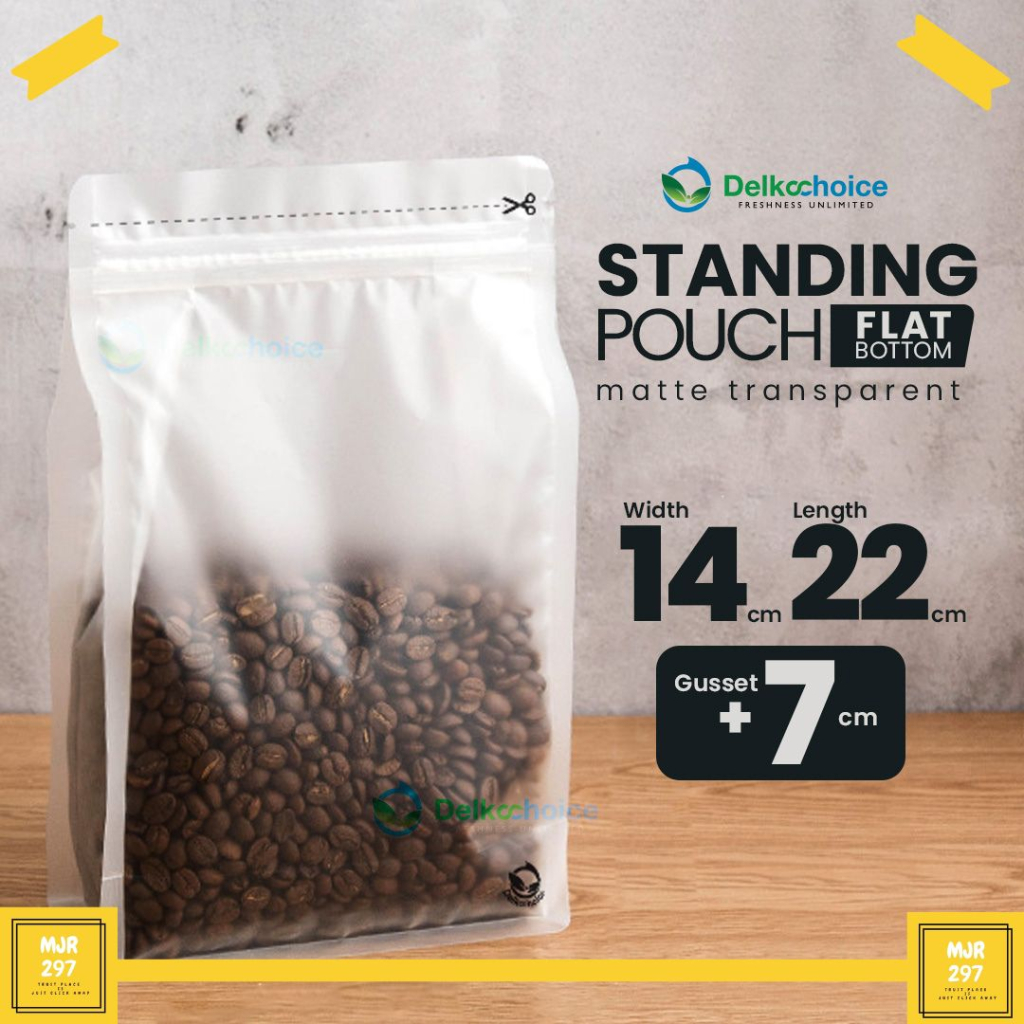 Plastik Standing Pouch Flat Bottom Matte Buram Delkocoice