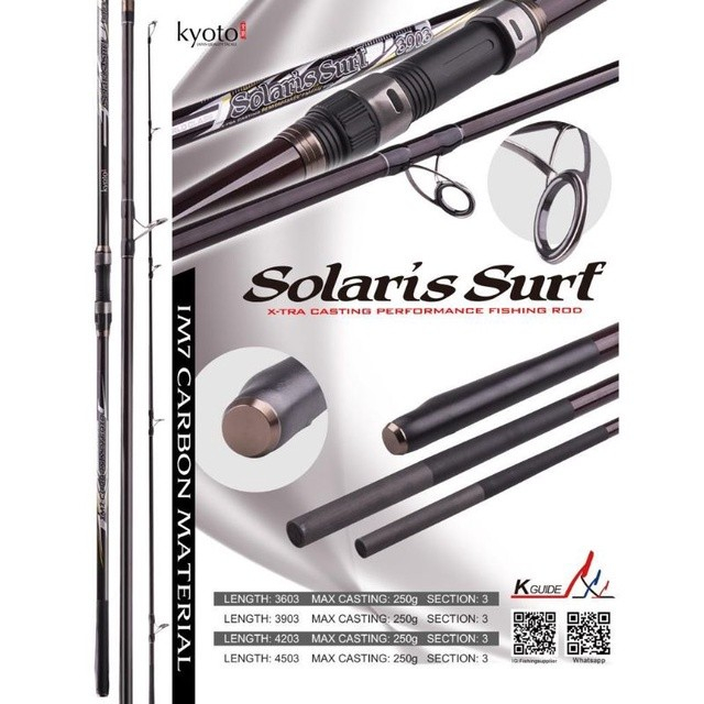 Joran Sambung 3 Terbaik Kyoto Solaris 390 420 450 Bahan Carbon Action Medium Hard CW 250gr