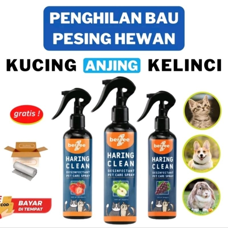 (HERING CLEAN) Spray Penghilang Bau Kotoran Pesing Kucing, Anjing  dan Kelinci antibiotik