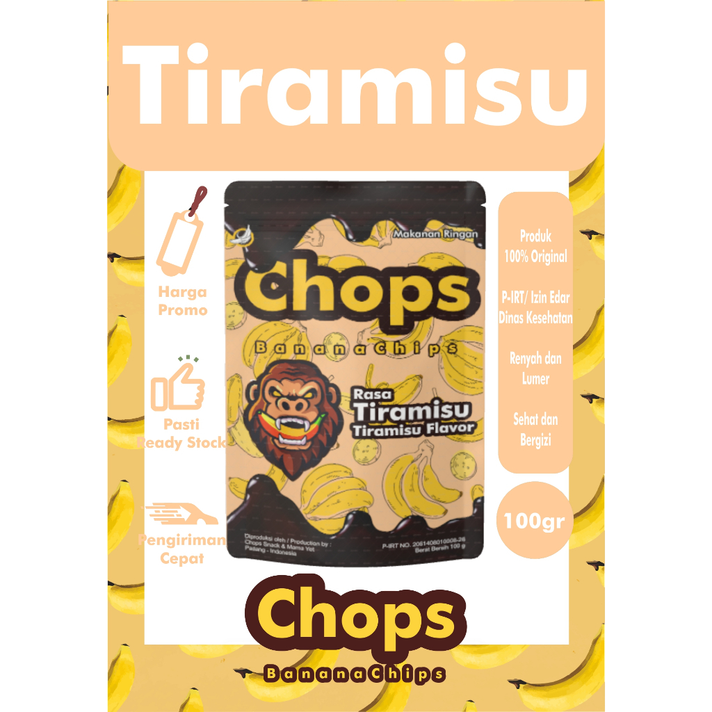 

Chops Banana Chips Tiramisu Flavor | Keripik Pisang Rasa Tiramisu