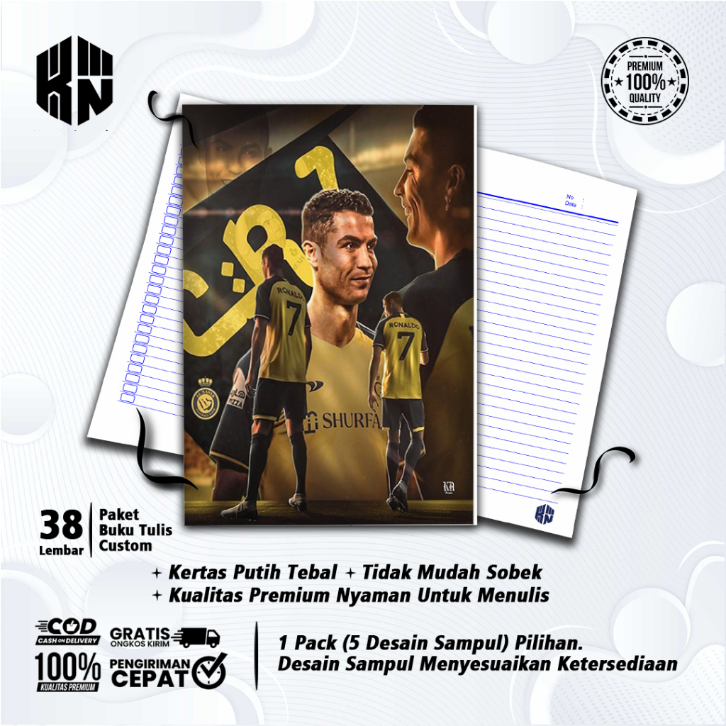 

Buku Tulis Sekolah Custom Tema Sepak Bola CRISTIANO RONALDO CR7 Bergaris 38 Lembar 1 Pak Isi 5 Buku/ Buku Tulis Anime/ Buku Aesthetic/ Buku Catatan