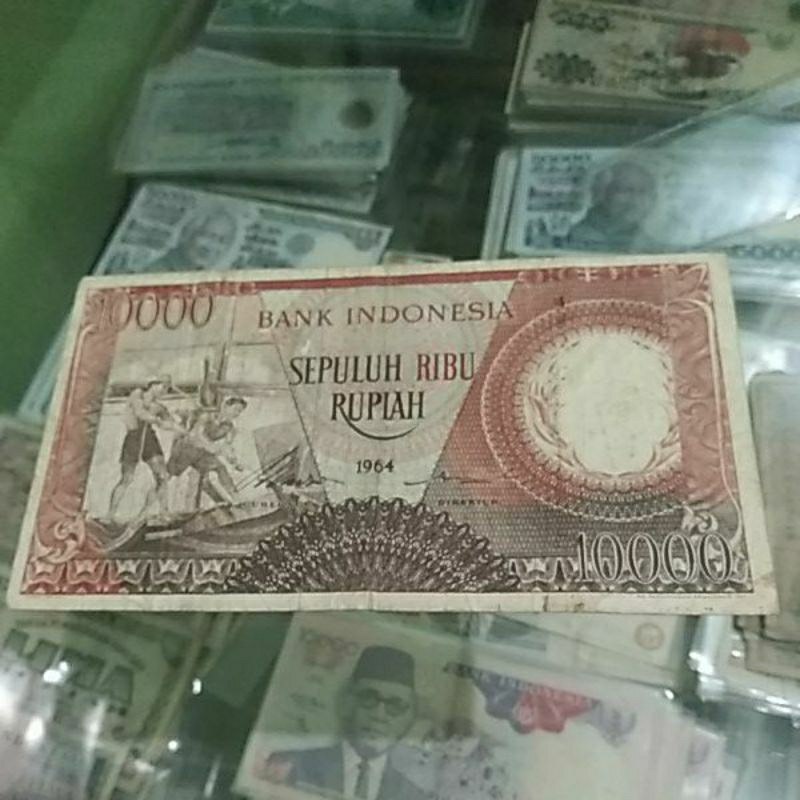 uang kuno 10000 pekerja merah asli