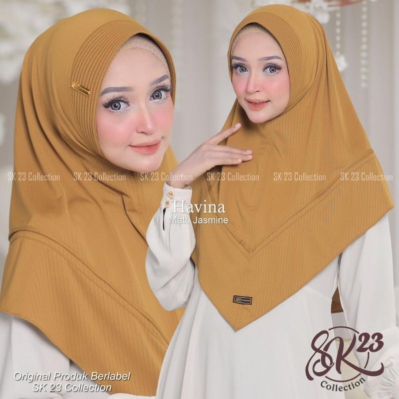 (Ori Sk23) HAVINA•jilbab instan jersey jasmine•jilbab instan•hijab instan•bergo daily•bergo hamidah•