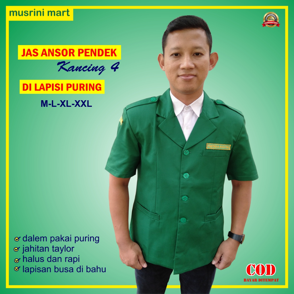 Jas Ansor Pendek Kancing 4 Premium Quality Jahitan Taylor Halus Rapi Jas Resmi Gp Ansor Banser Musri