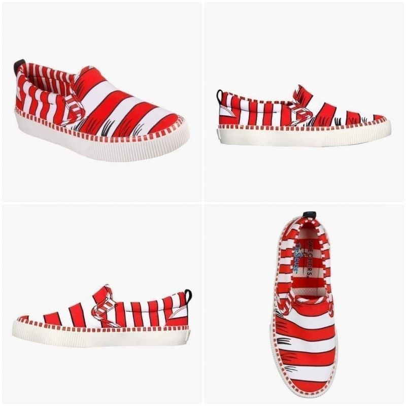 SALEEE 100% Original Skechers Dr. Seuss V'Lites We Saw Him Red White Women's Sneakers Shoes Kode Pro