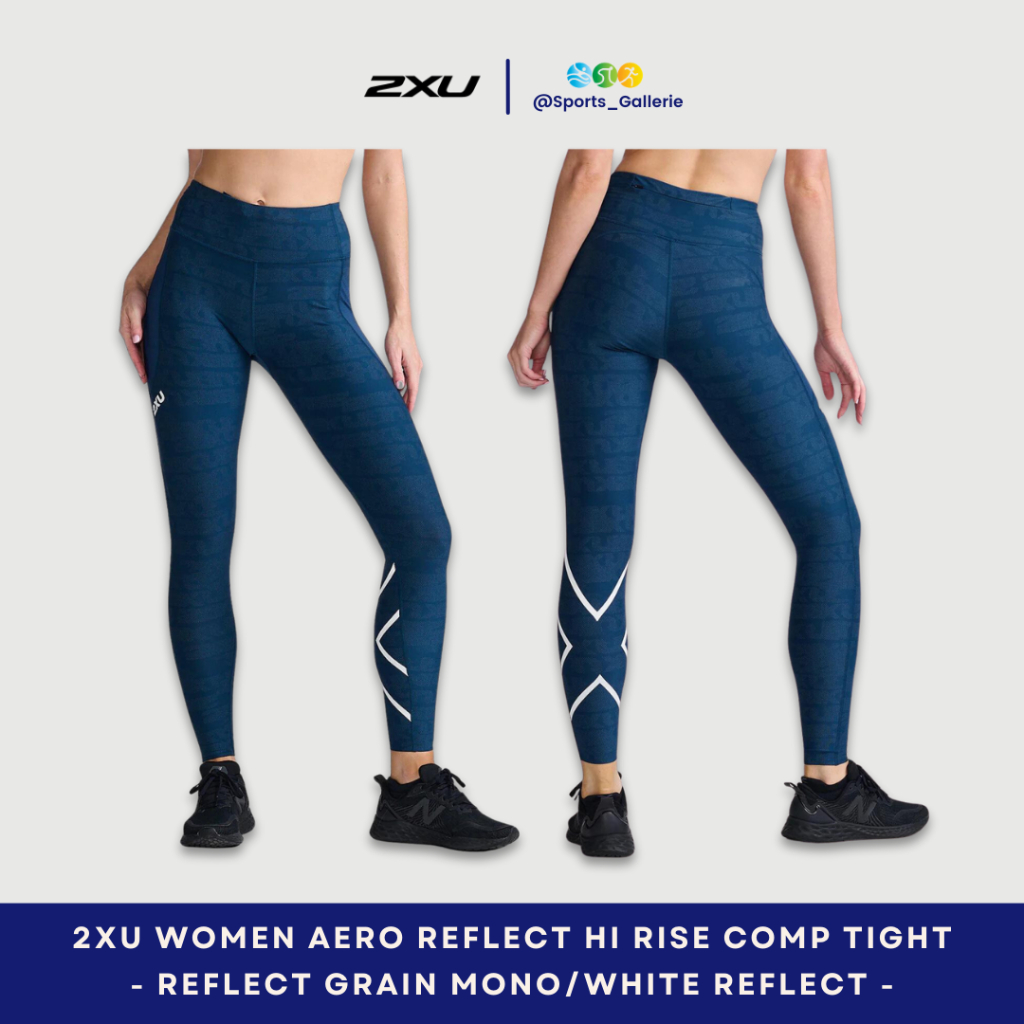 2XU ORIGINAL WOMEN Aero Reflect Hi Rise Compression Tight - Reflect Grain Mono/White Reflect
