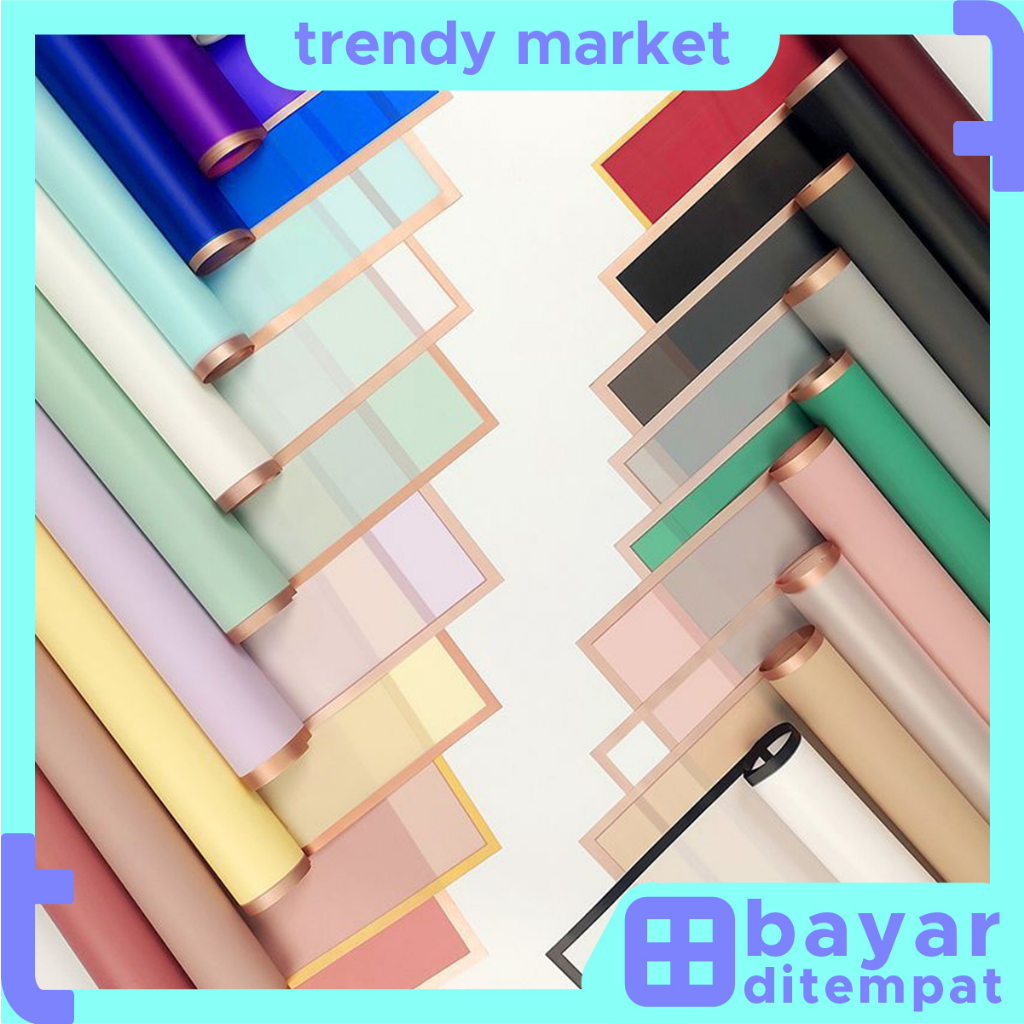 

Kertas Buket Bunga List Gold Line Emas Flower Wrapping Paper Cellophane Florist Goldline Lembaran KB10