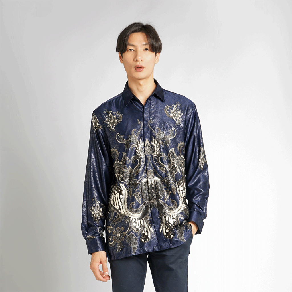 Hadinata Batik Pria Kemeja Panjang Furing Semi Sutra Harsha