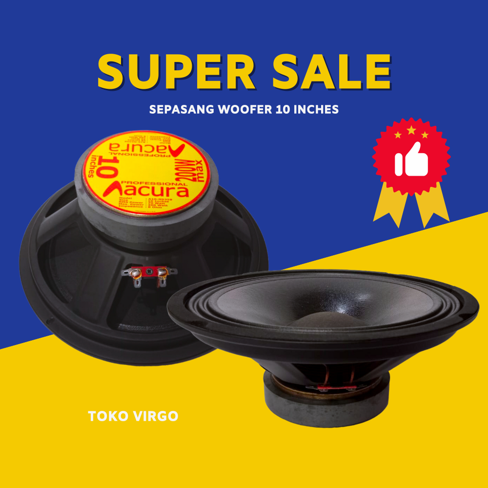 Sepasang Spiker Woofer 10 Inch Acura Single Cone Midle Speaker Mid Low untuk Karaoke Sepeker Midel S