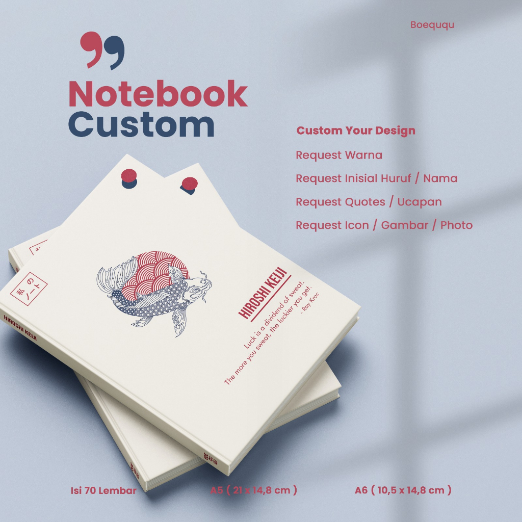 

[JAPANESE DESIGN SERIES] - Notebook Hardcover Custom Nama/ Notebook Hardcover Premium A5 A6 Isi 70