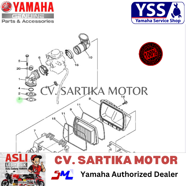 Paking Intake Karburator Mio Smile / GASKET, MANIFOLD (2D51) / 5MX-E3556-01