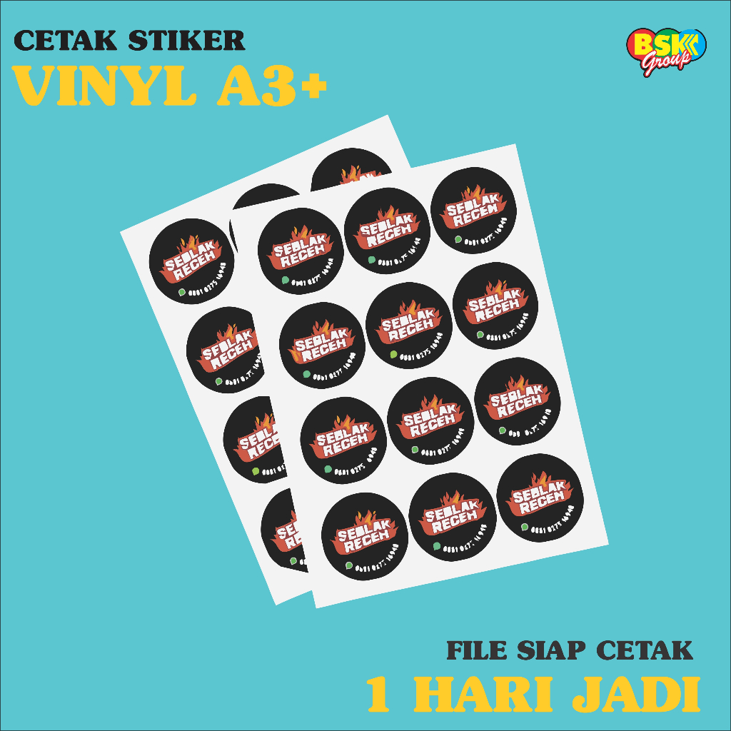 

CETAK STIKER VYNIL A3+ CUSTOM