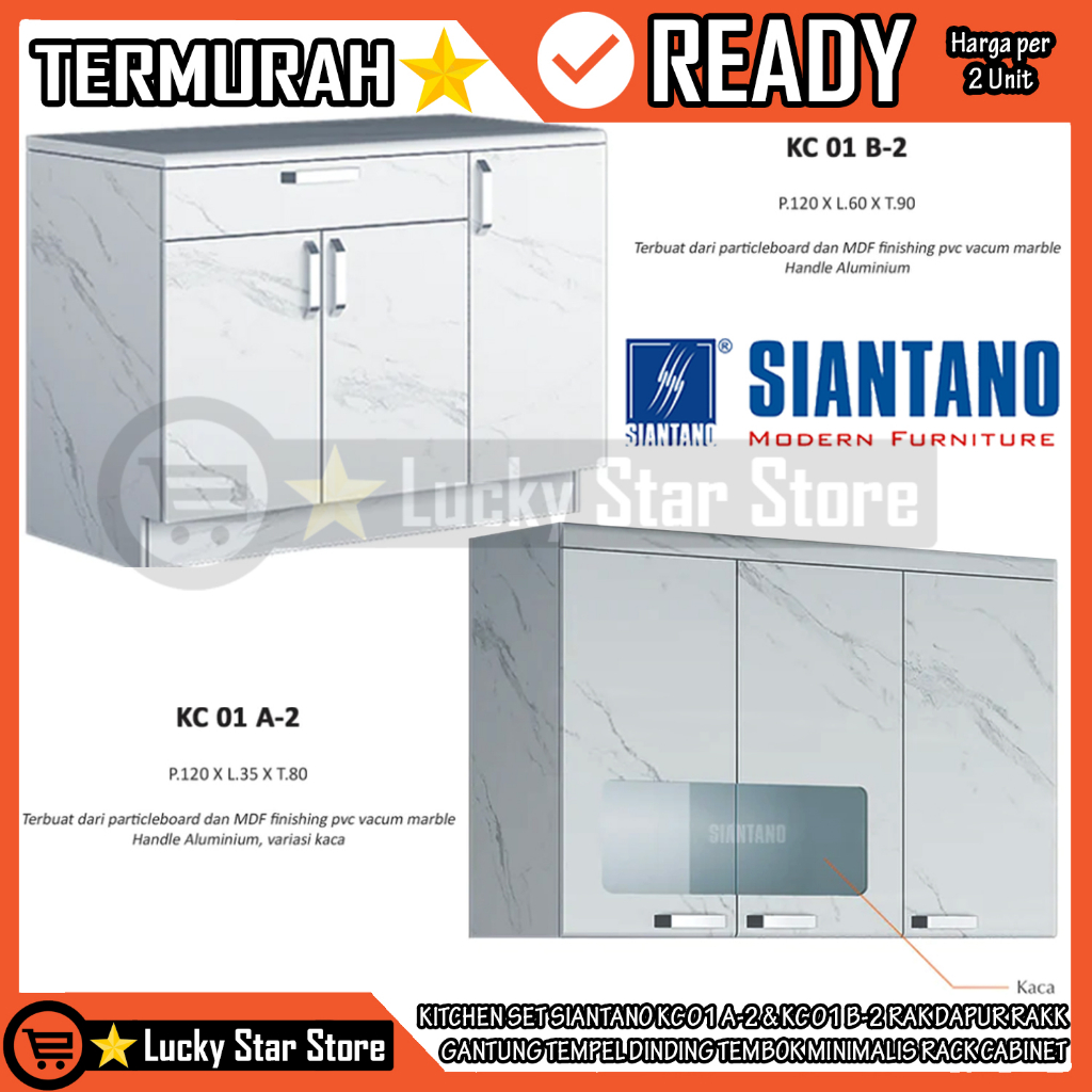 [Instan] KITCHEN SET SIANTANO KC 01 A-2 KC 01 B-2 RAK DAPUR MARBLE MARMER MINIMALIS RACK CABINET KAB