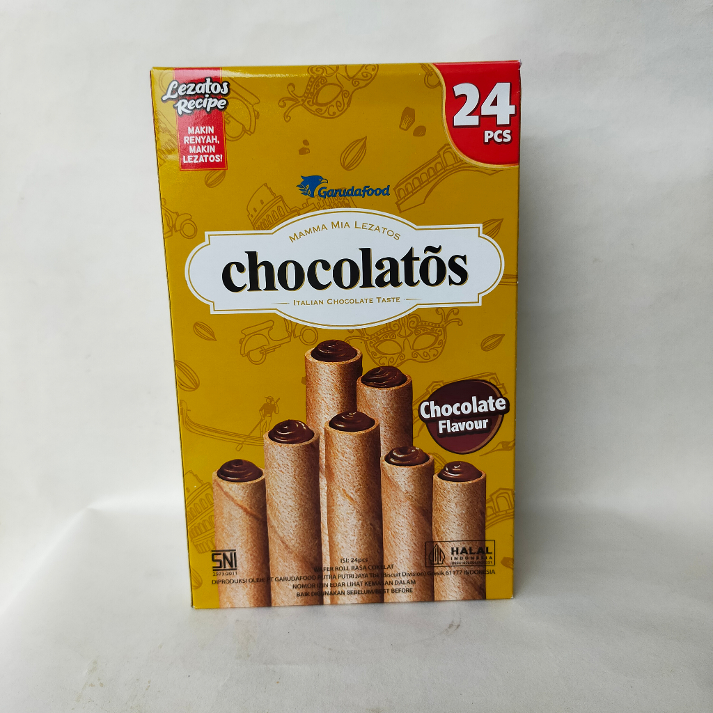 

Chocolatos Grande Wafer Roll Cokelat 14g (1 box=24 Pcs)