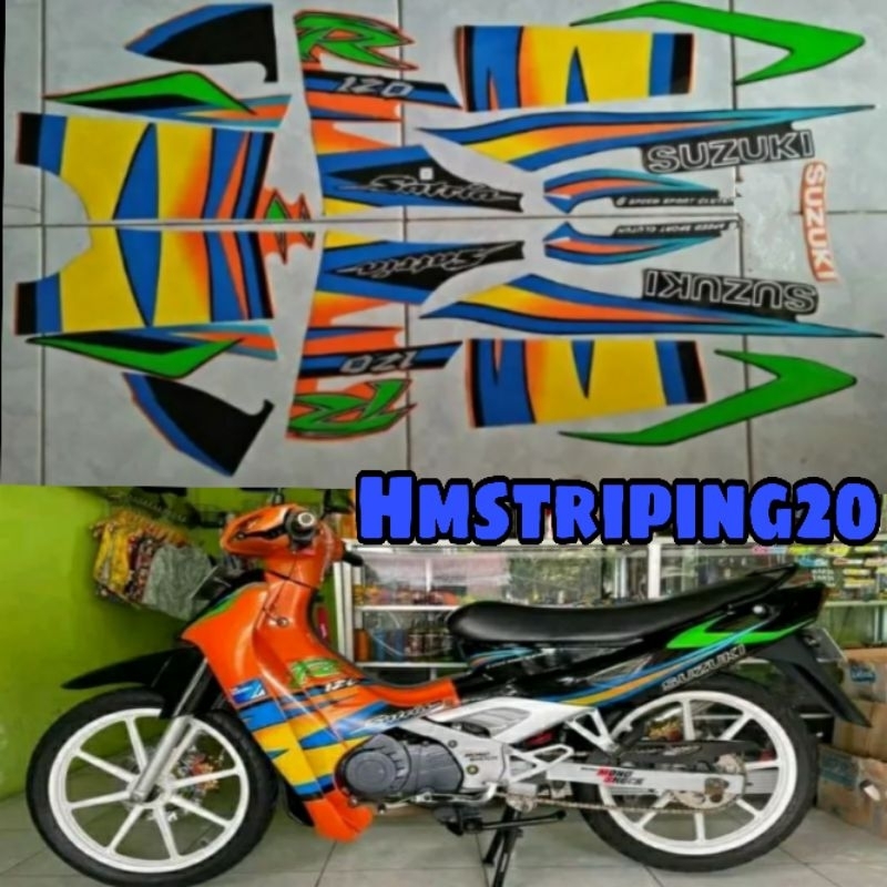 STRIPING STIKER SATRIA LUMBA 2 TAK SATRIA 120 R 2003-2004 ORANGE HITAM