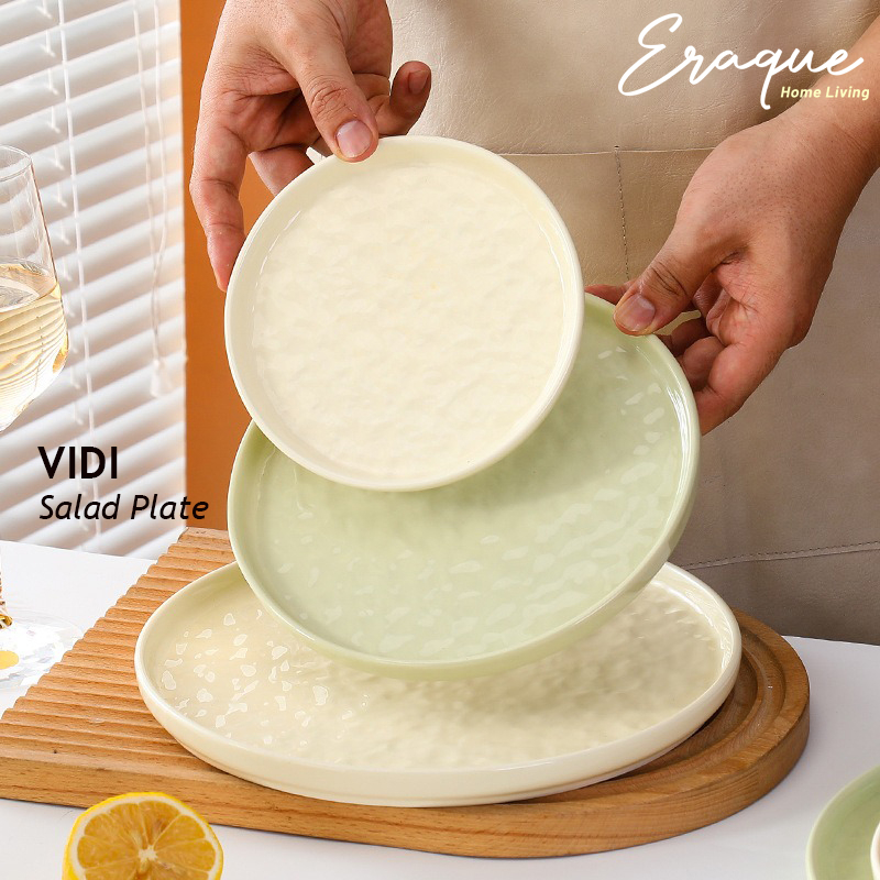 Vidi Salad Plate / Piring Makan Salad Steak Korea Polos Keramik Warna Pastel Tebal Unik Aesthetic Lu