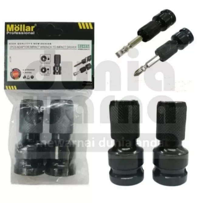 Mollar B24650 Adaptor/Adapter Impact Wrench 1/2" To Impact Driver/Mata Obeng