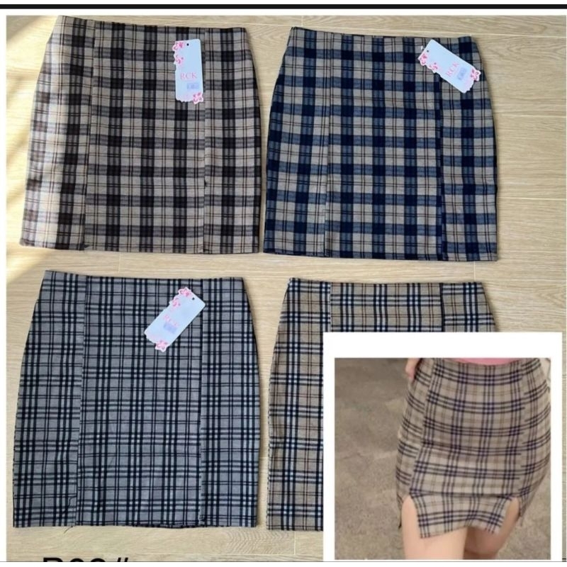 ROK MINI WANITA ROK SPAN MOTIF KOTAK KOTAK